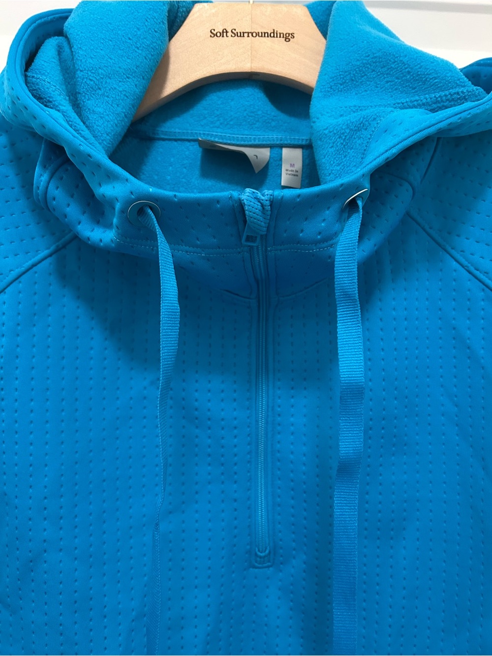 Athleta Bright Blue Quarter-Zip Hoodie Sweatshirt - Picture 2 of 10